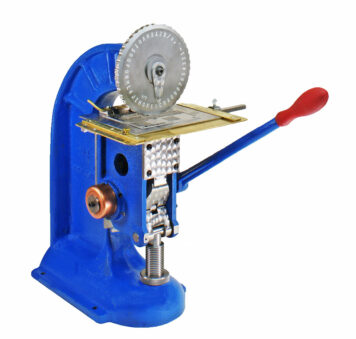 The Numberall Model 94 Heavy Duty Numbering and Lettering Press offers robust performance for precision stamping on nameplates. Its heavy-duty frame and adjustable pressure settings ensure clear, consistent marks on various materials.