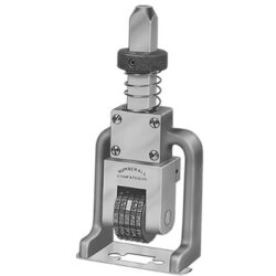 Compact and portable, the Model 49 provides an alternative to handheld marking devices. The frame of the Model 49 allows the marking device to lay square on the part to be stamped and stamps to be removed from the holder.