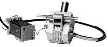 The Model 250P, featuring optional hot stamping equipment and proportional temperature control. The hot stamping equipment includes a heating element in the wheel shaft and unique design features not found in cold stamping heads.