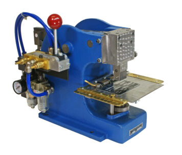 The Model 136A is our air-operated bench top press. These presses are designed to work in conjunction with our numbering machines for marking name plates and thin parts.
