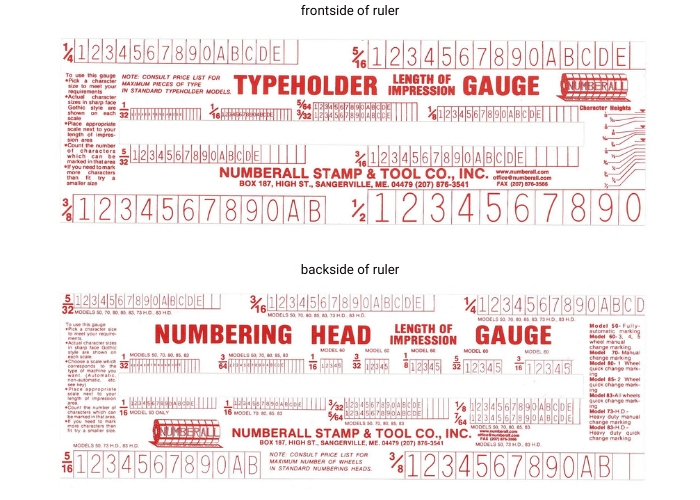 length of impression ruler Numberall Model 250 King