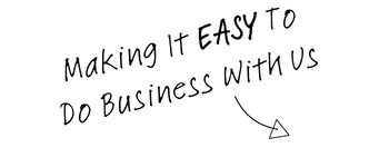 easy to do business text arrow point right