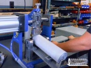 Custom Builds Model 301 Roll Press for SodaStream Customer Marking CO2 Bottles